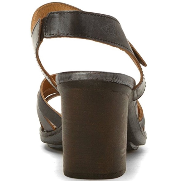 Black Distressed Leather Block Heel Sandals - Picture 6 of 6
